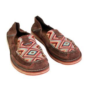 Ariat BROWN SUEDE MULTICOLOR TAPESTRY ROUND TOE COMFORT LOAFER FLATS SHOES 7.5